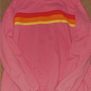Pink Sweatshirt with Rainbow Stripe